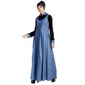 Classic Denim maxi dress with shirt collar- Black-Blue Classic Denim maxi dress with shirt collar- Black-Blue
